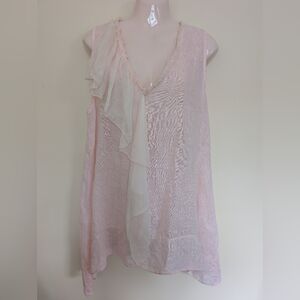 Vivian Shyu 100% Linen Sleeveless Tunic Top S/M Pink